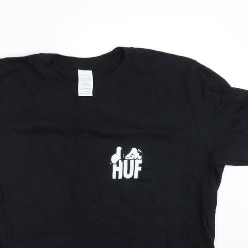 Gildan Mens Black  Cotton  T-Shirt Size M Crew Neck  - HUF