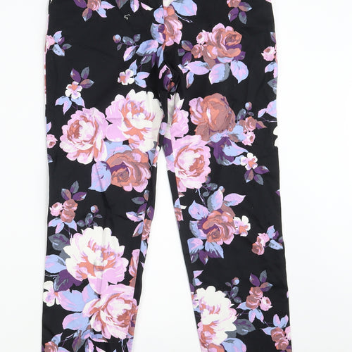 Miss Selfridge Womens Multicoloured Floral Cotton Chino Trousers Size 4 L25 in Slim Zip