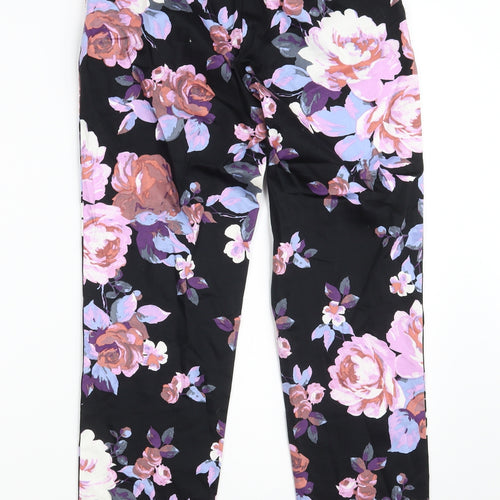 Miss Selfridge Womens Multicoloured Floral Cotton Chino Trousers Size 4 L25 in Slim Zip