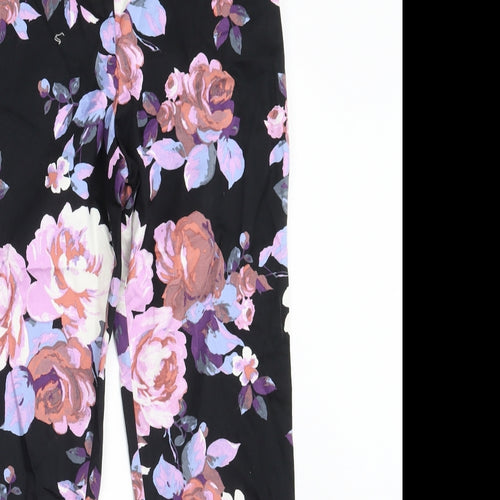 Miss Selfridge Womens Multicoloured Floral Cotton Chino Trousers Size 4 L25 in Slim Zip
