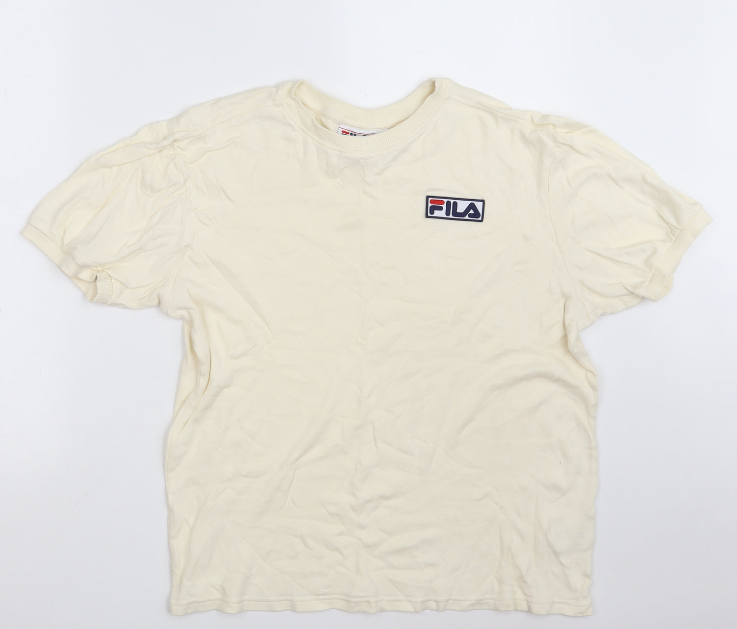 FILA Mens Ivory  Cotton  T-Shirt Size M Crew Neck