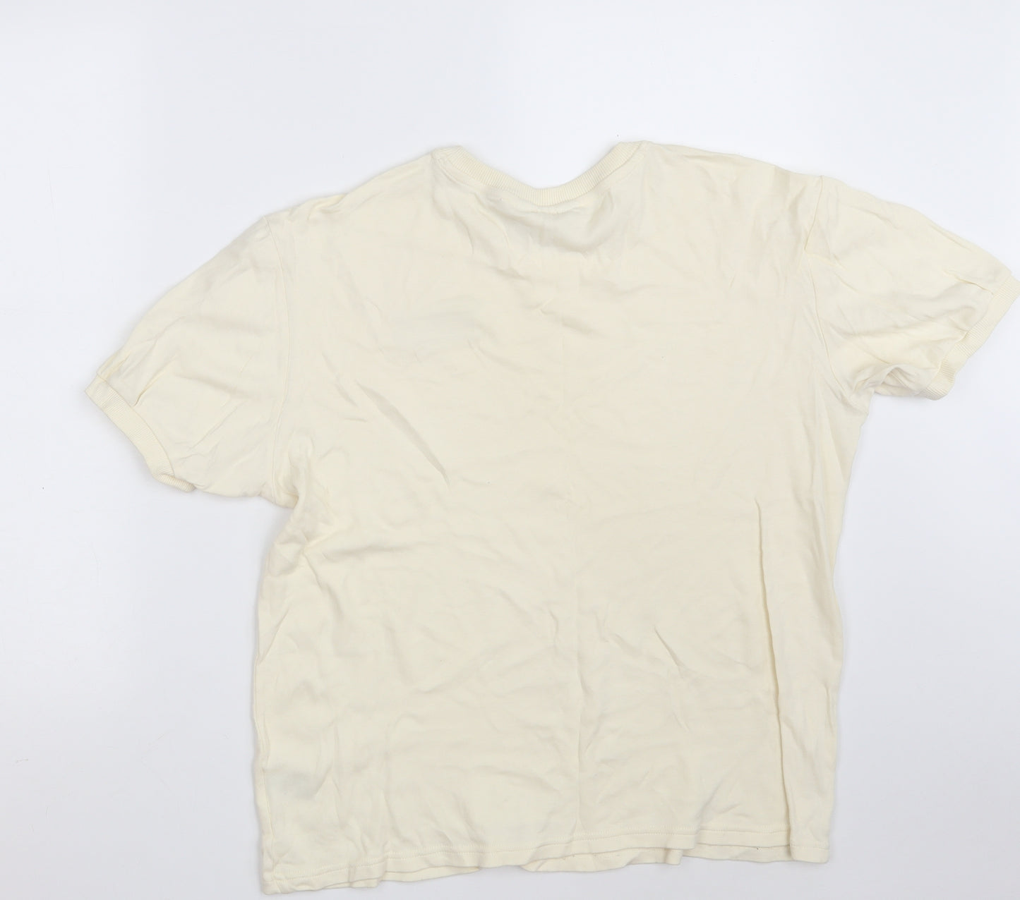 FILA Mens Ivory  Cotton  T-Shirt Size M Crew Neck