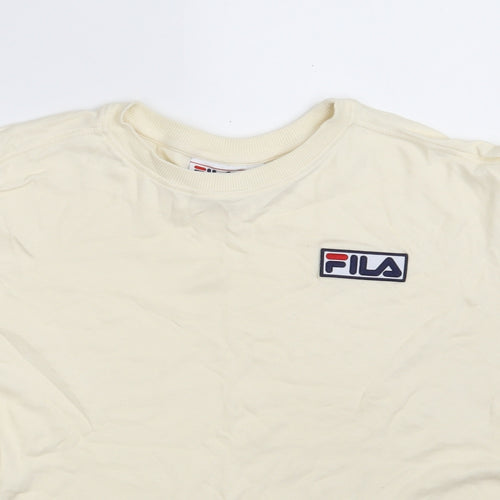 FILA Mens Ivory  Cotton  T-Shirt Size M Crew Neck
