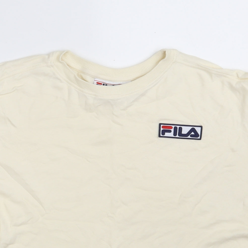FILA Mens Ivory  Cotton  T-Shirt Size M Crew Neck