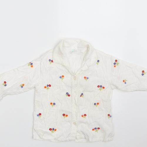 Adams Girls White Floral 100% Cotton Babydoll Pyjama Top Size 12-18 Months  Button