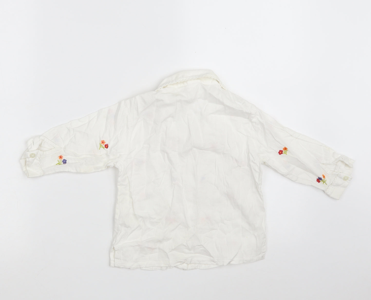 Adams Girls White Floral 100% Cotton Babydoll Pyjama Top Size 12-18 Months  Button