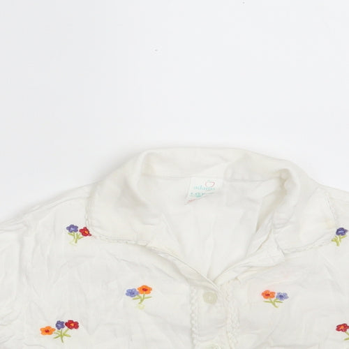 Adams Girls White Floral 100% Cotton Babydoll Pyjama Top Size 12-18 Months  Button