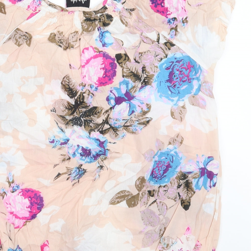 Arista Collection Womens Multicoloured Floral 100% Cotton Basic Blouse Size 10 Round Neck