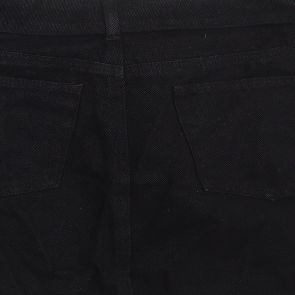 PRETTYLITTLETHING Womens Black  Cotton Mini Skirt Size 14   Zip - Belted
