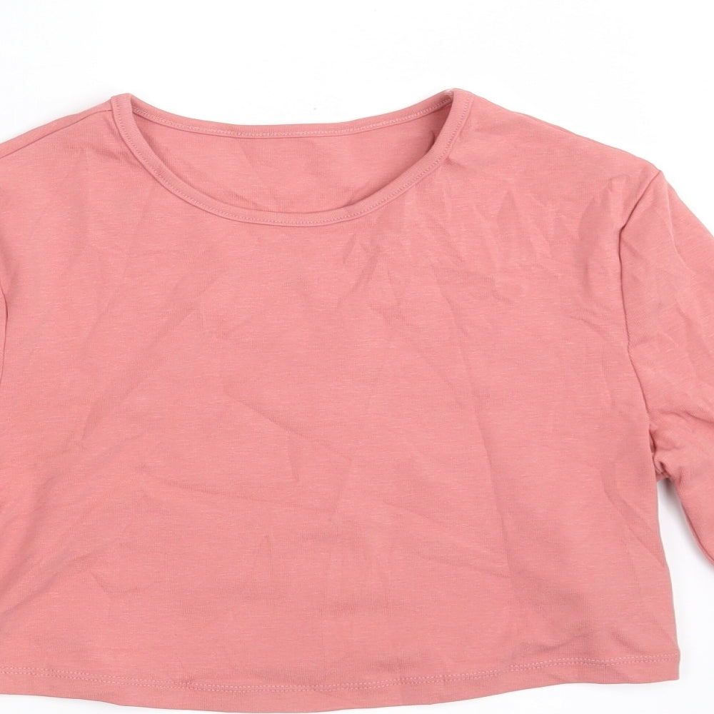 SheIn Womens Pink  100% Cotton Pullover Sweatshirt Size L   - Cropped