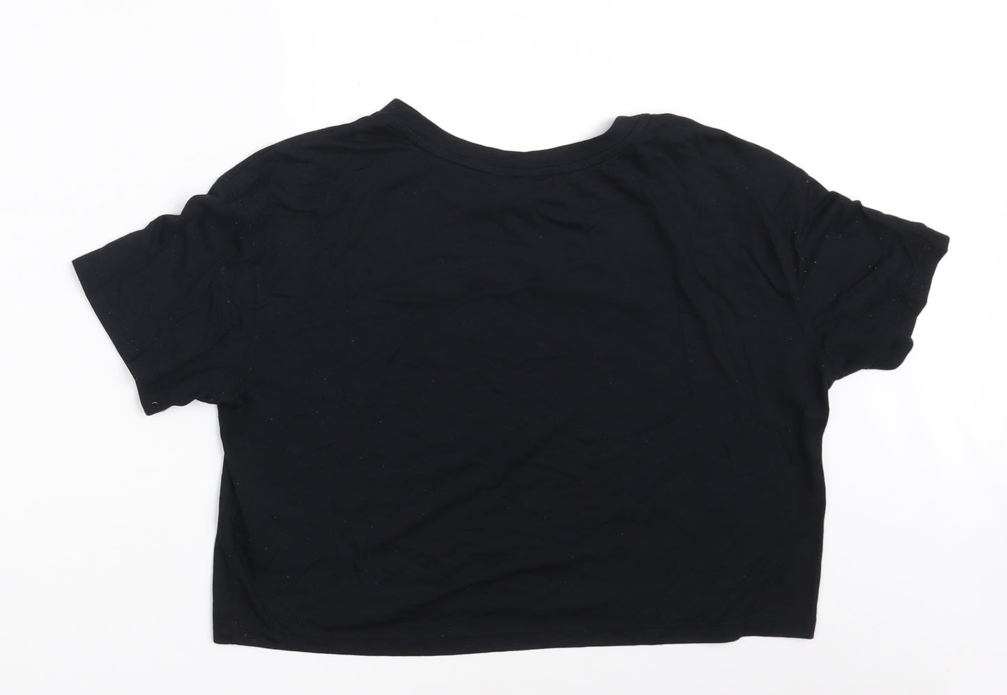 Nike Womens Black  Polyester Cropped T-Shirt One Size Round Neck