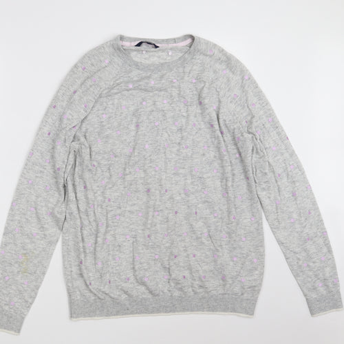 Maine Womens Grey Crew Neck Polka Dot Polyester Pullover Jumper Size 18