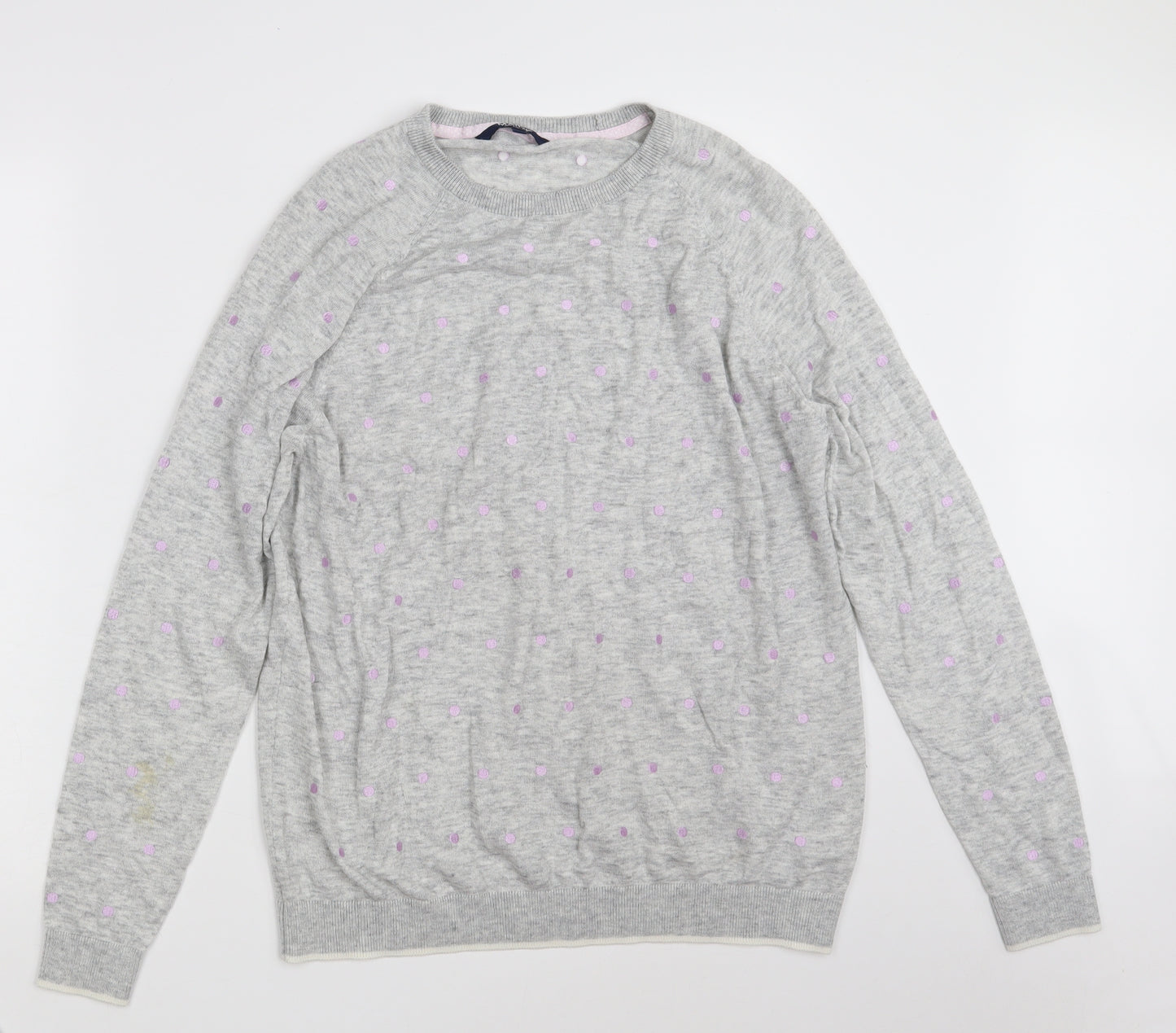 Maine Womens Grey Crew Neck Polka Dot Polyester Pullover Jumper Size 18