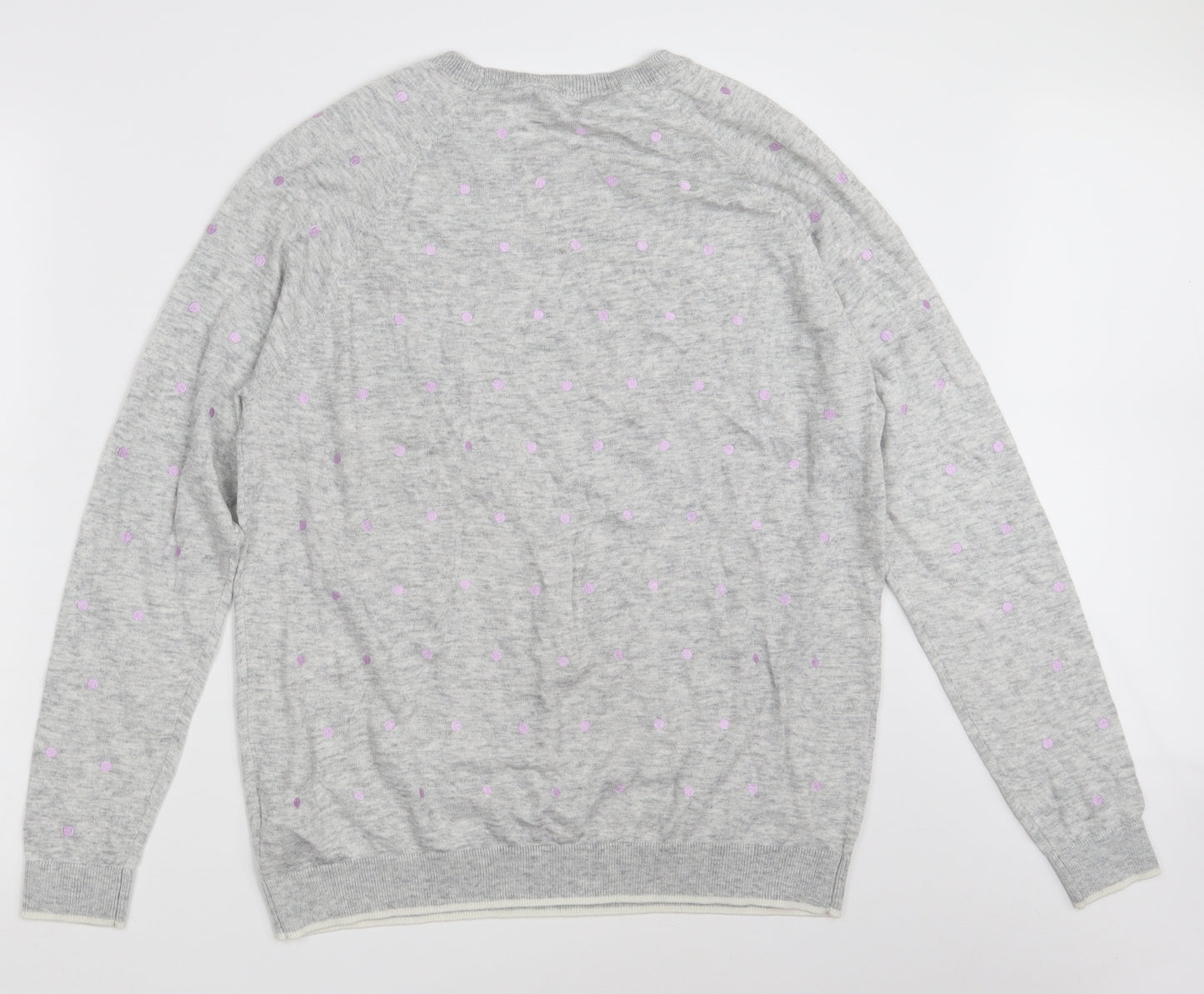 Maine Womens Grey Crew Neck Polka Dot Polyester Pullover Jumper Size 18