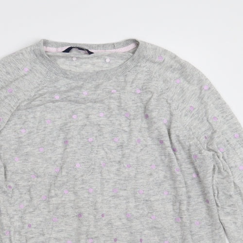 Maine Womens Grey Crew Neck Polka Dot Polyester Pullover Jumper Size 18