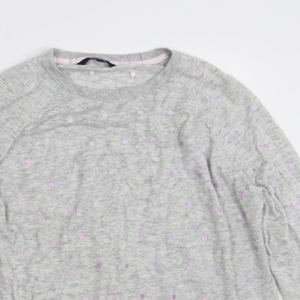 Maine Womens Grey Crew Neck Polka Dot Polyester Pullover Jumper Size 18