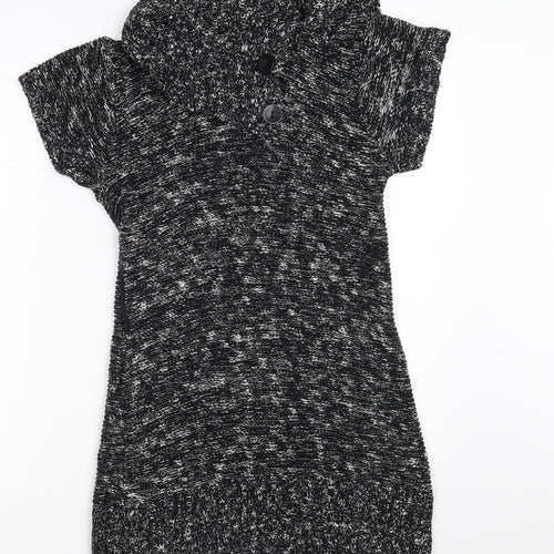 Papaya Womens Black Collared  Cotton Pullover Jumper Size 10