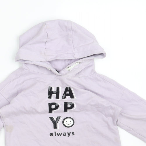 George Girls Purple  Cotton Pullover Hoodie Size 7-8 Years   - HAPPY ALWAYS