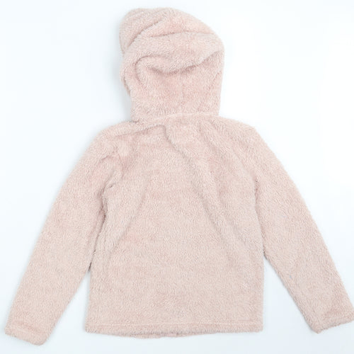 F&F Girls Pink Solid Polyester Top Pyjama Top Size 8-9 Years  Zip
