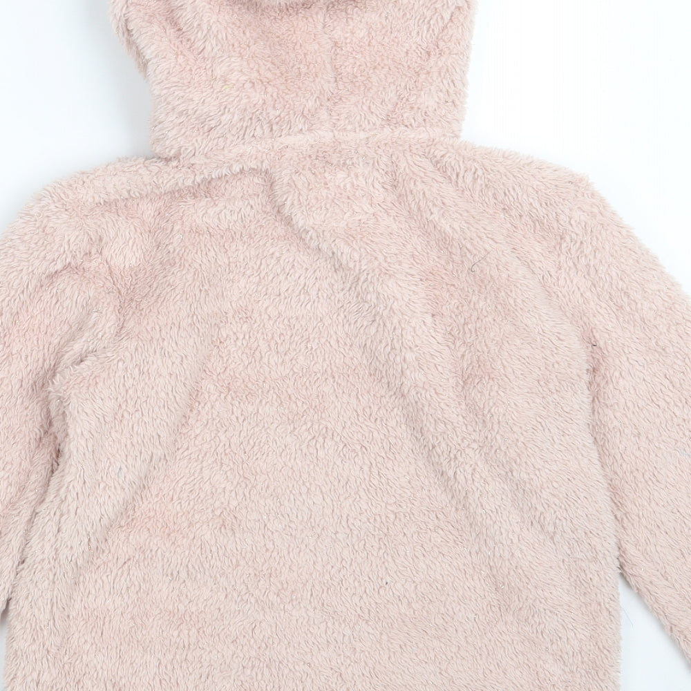F&F Girls Pink Solid Polyester Top Pyjama Top Size 8-9 Years  Zip