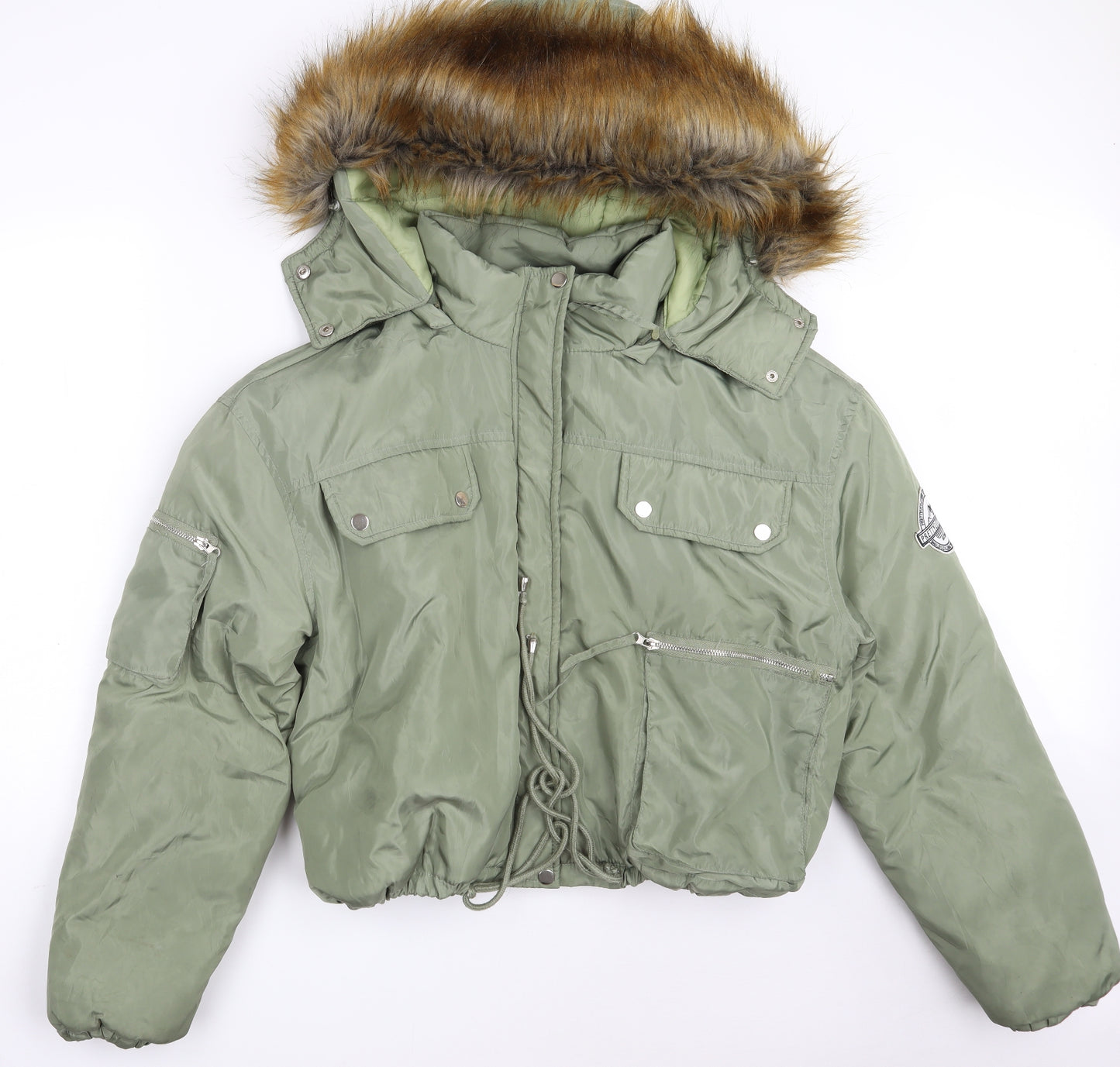 PRETTYLITTLETHING Womens Green   Jacket  Size 12  Zip