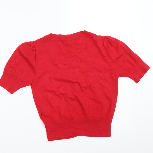 Atmosphere Womens Red Scoop Neck  Viscose Cardigan Jumper Size 10