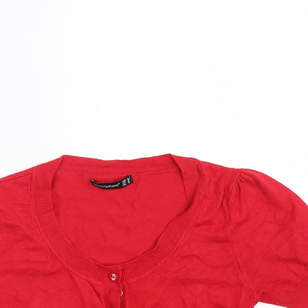 Atmosphere Womens Red Scoop Neck  Viscose Cardigan Jumper Size 10