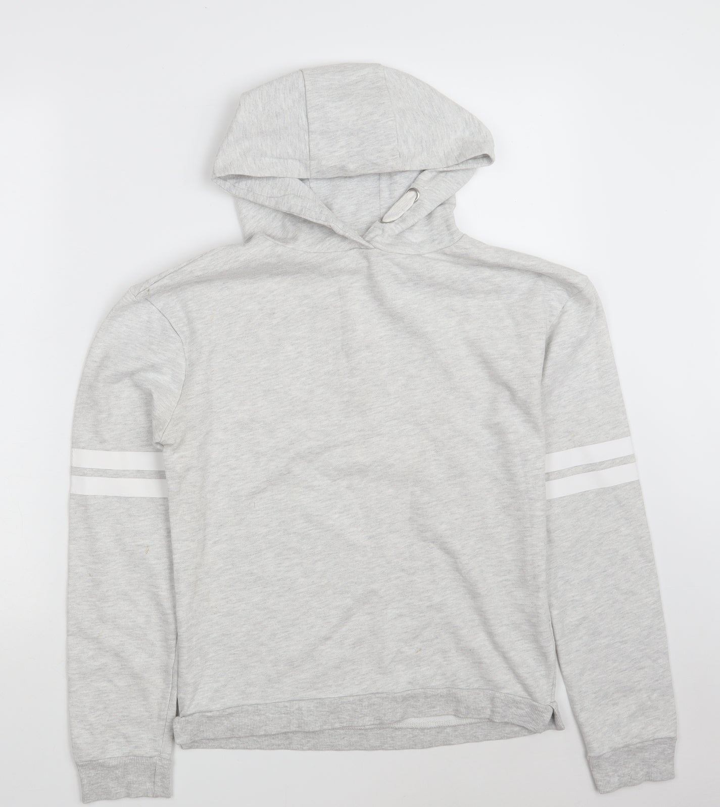 E-vie Girls Grey Striped Cotton Pullover Hoodie Size 13-14 Years