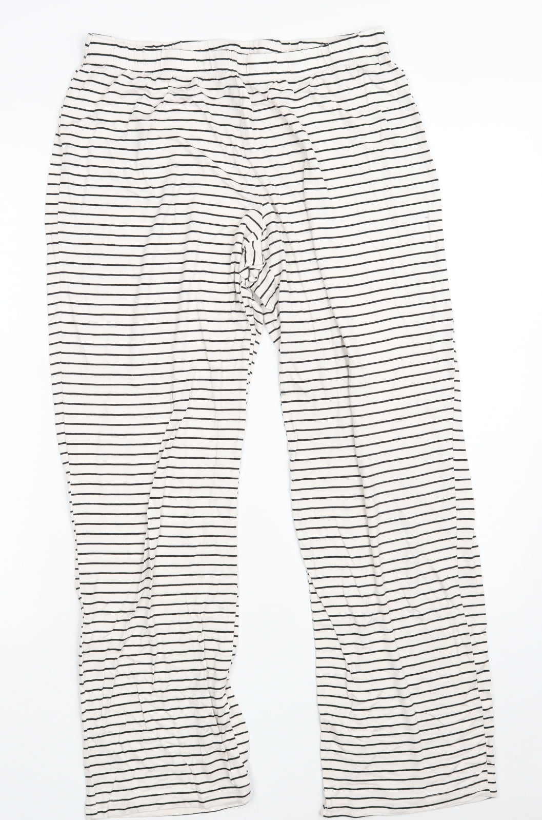 George Womens White Striped Viscose Jogger Leggings Size 12 L27 in   - Size 12-14