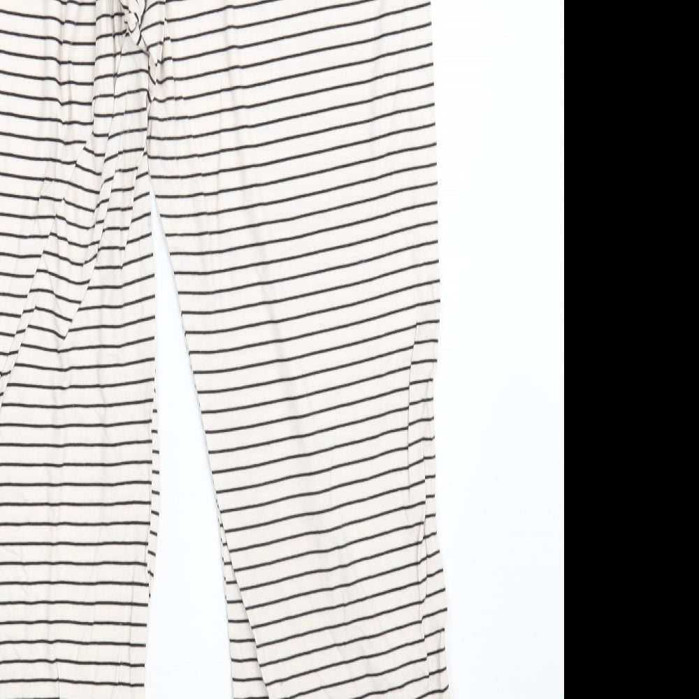 George Womens White Striped Viscose Jogger Leggings Size 12 L27 in   - Size 12-14