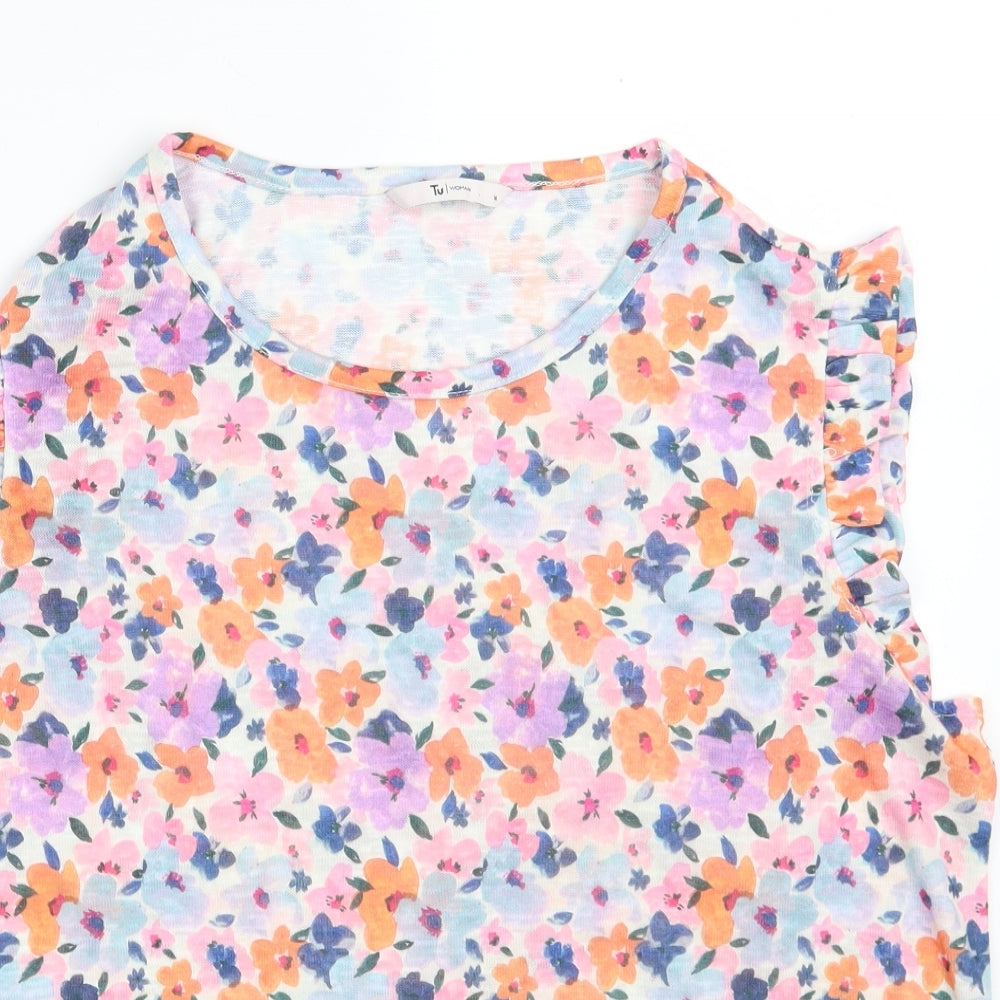TU Womens Multicoloured Floral 100% Polyester Pullover Sweatshirt Size 14