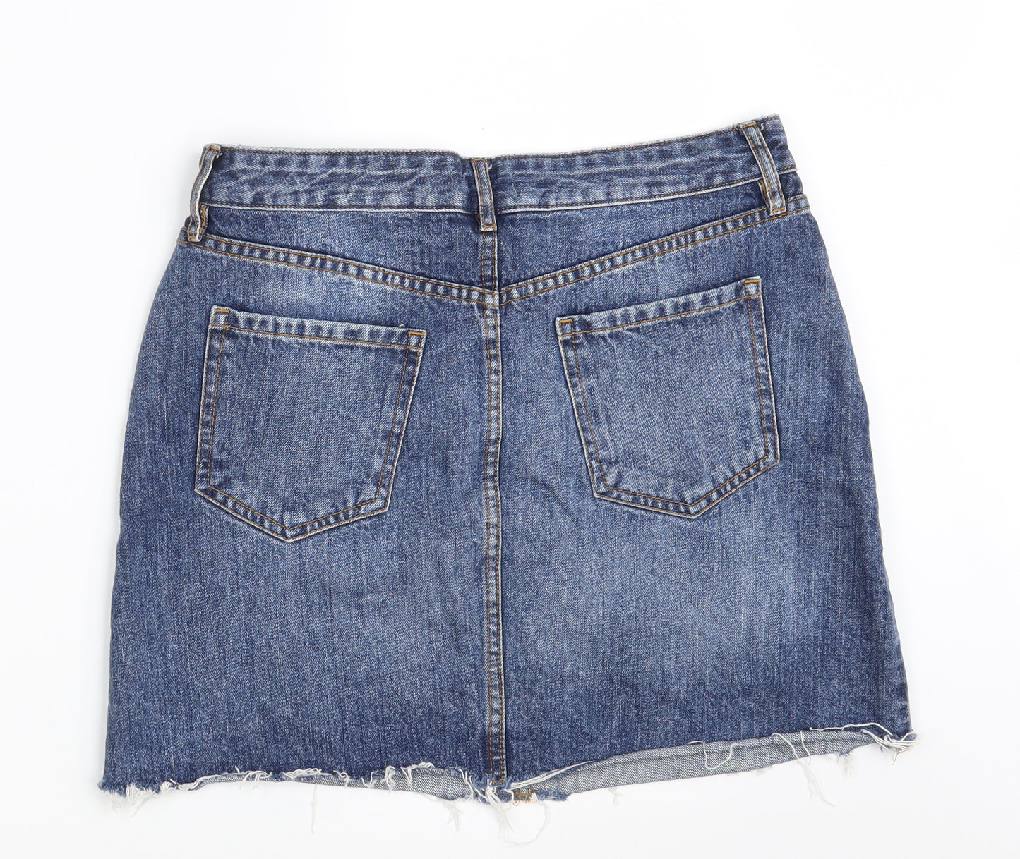 F&F Womens Blue  Cotton A-Line Skirt Size 12   Zip