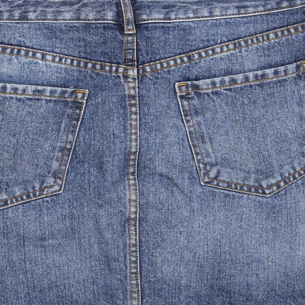 F&F Womens Blue  Cotton A-Line Skirt Size 12   Zip