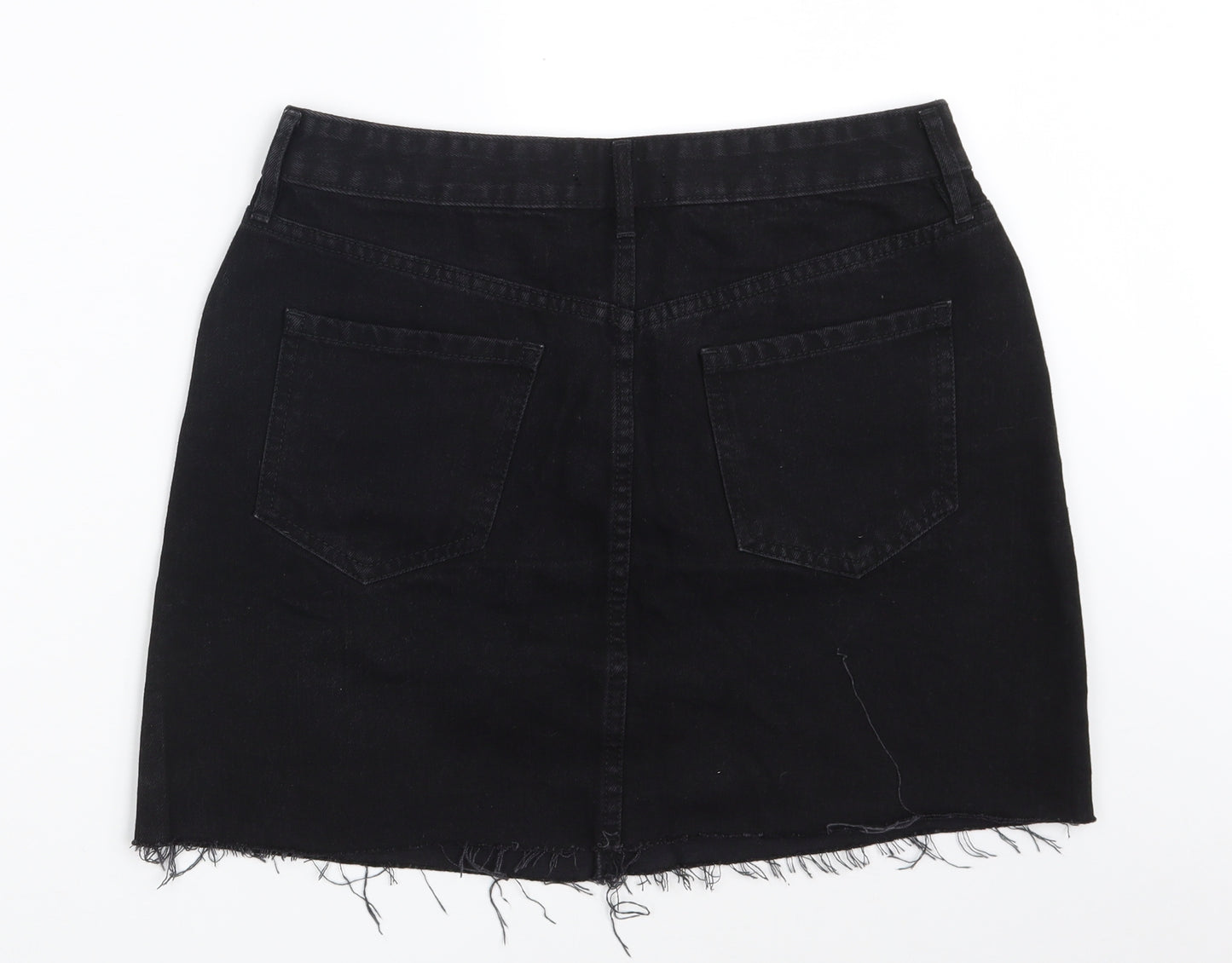 F&F Womens Black  Cotton A-Line Skirt Size 12   Zip