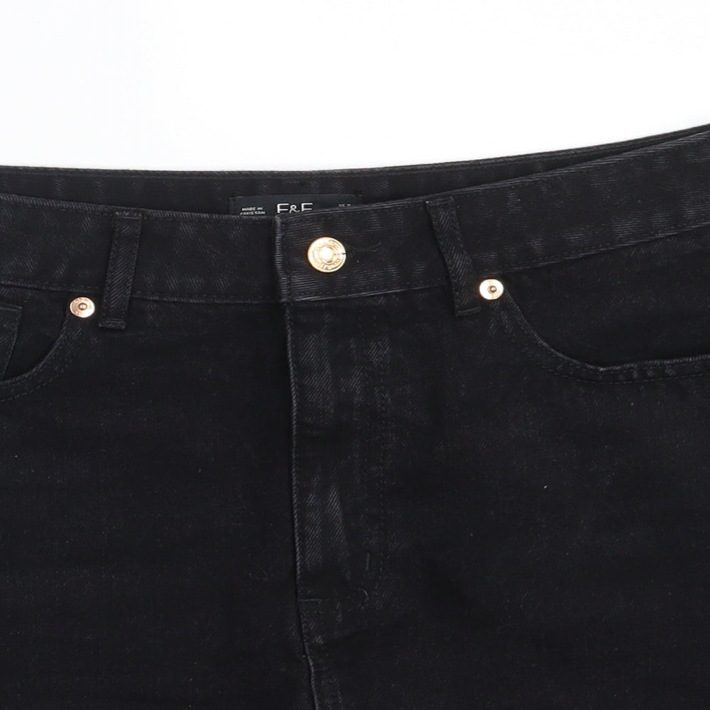 F&F Womens Black  Cotton A-Line Skirt Size 12   Zip