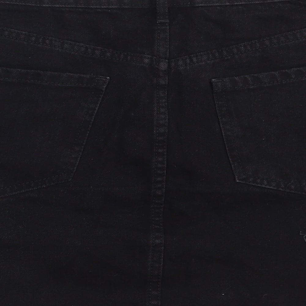 F&F Womens Black  Cotton A-Line Skirt Size 12   Zip