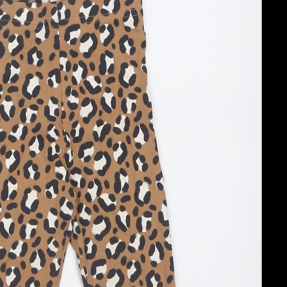 George Girls Brown Animal Print Cotton Capri Trousers Size 2-3 Years  Regular Pullover