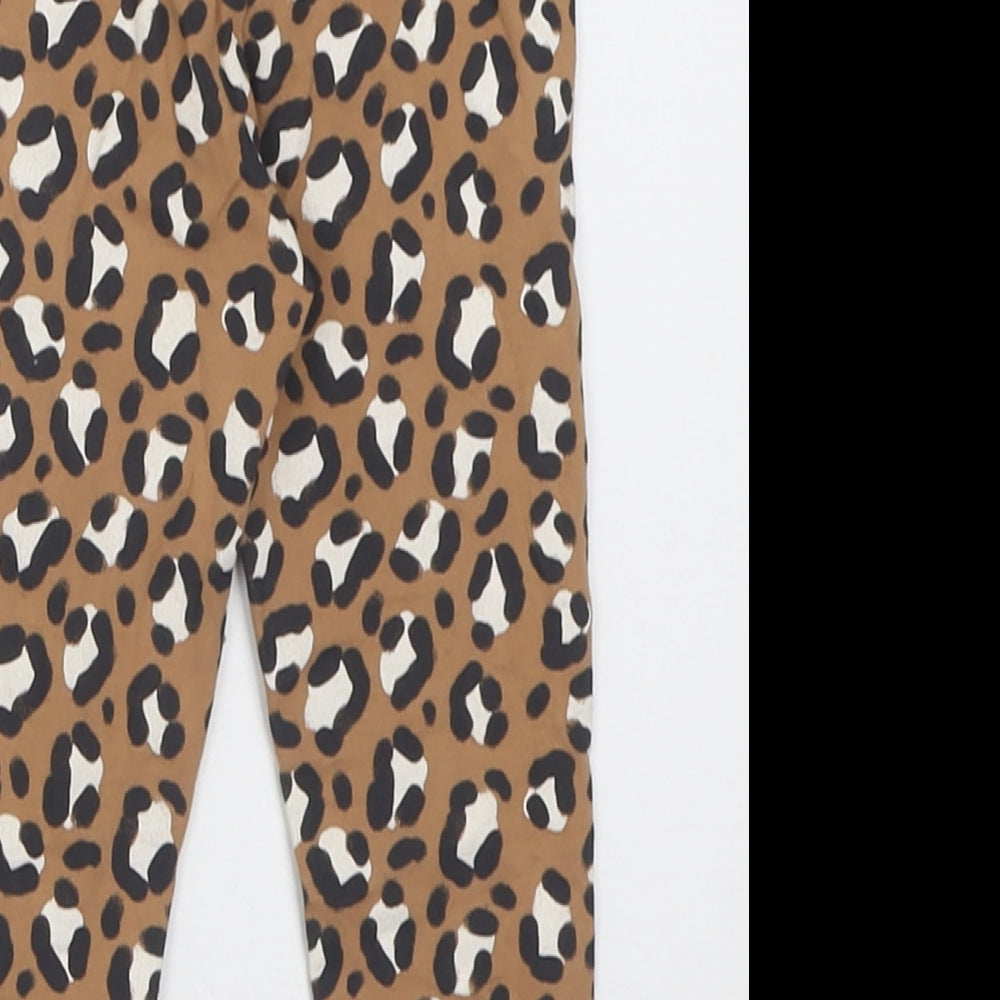 George Girls Brown Animal Print Cotton Capri Trousers Size 2-3 Years  Regular Pullover