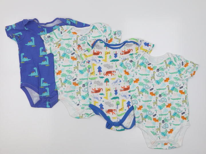 Dunnes Stores Baby Multicoloured Geometric Cotton Babygrow One-Piece   Button - 2-3 Years