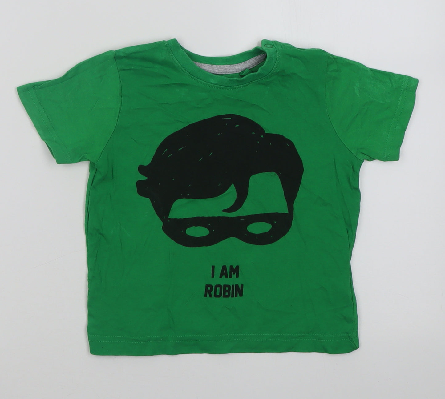 Batman Boys Green  Cotton Basic T-Shirt Size 12-18 Months Crew Neck Pullover