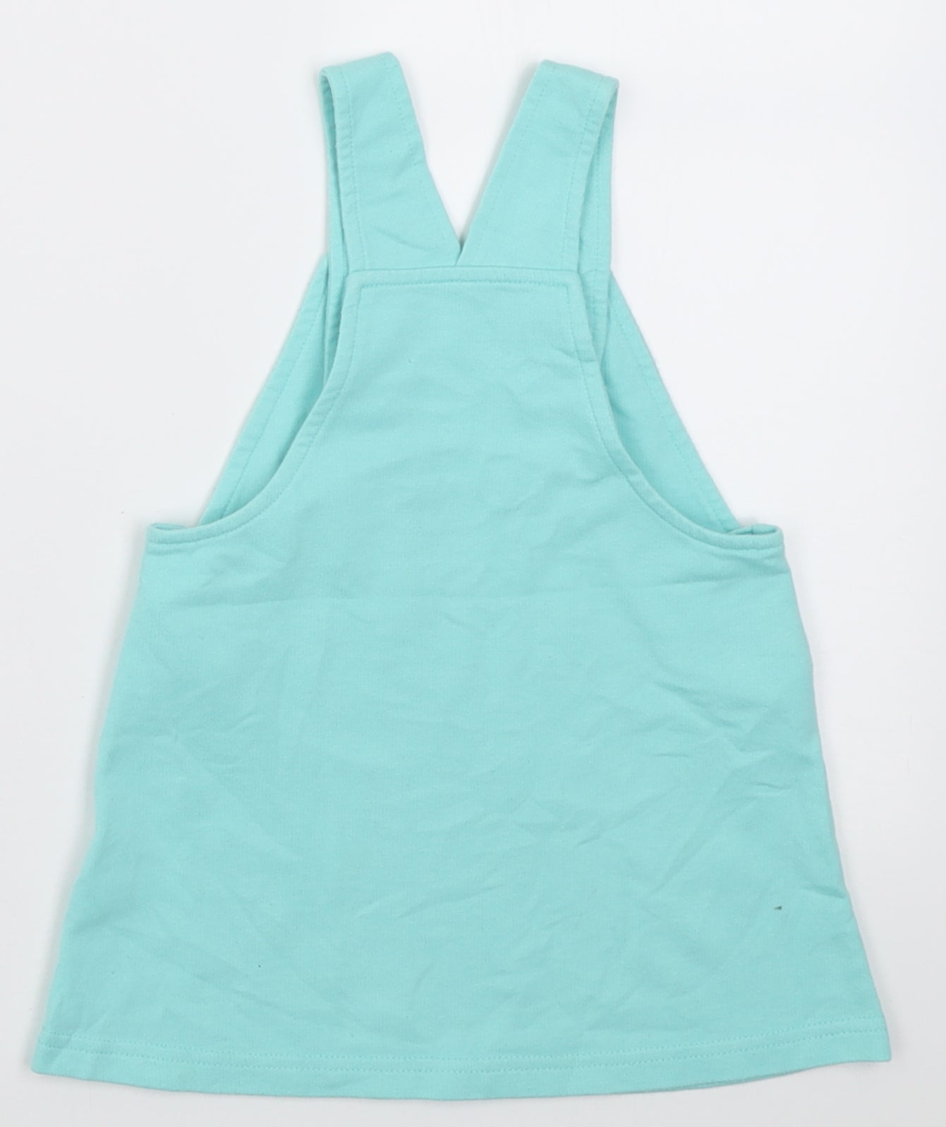 Studio Girls Blue  Cotton Pinafore/Dungaree Dress  Size 12-18 Months  Square Neck Button - Unicorn