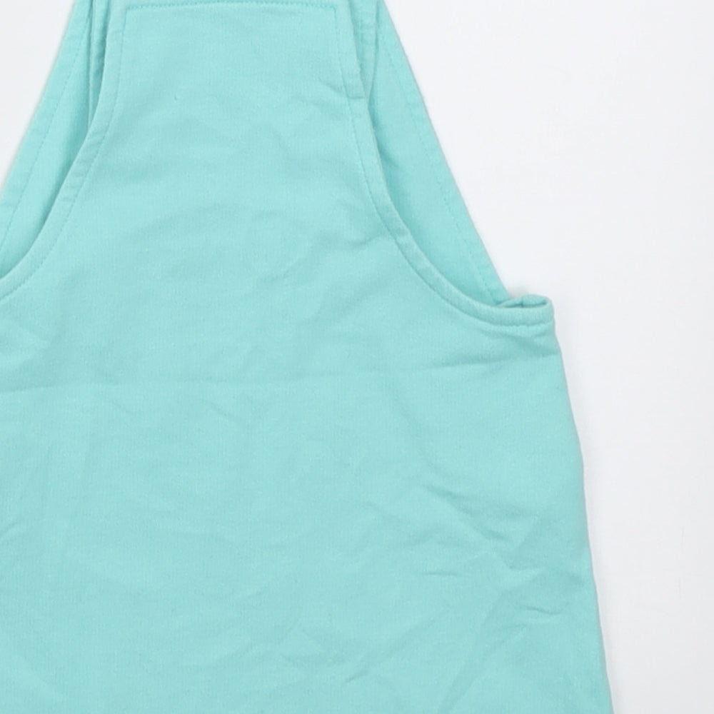 Studio Girls Blue  Cotton Pinafore/Dungaree Dress  Size 12-18 Months  Square Neck Button - Unicorn