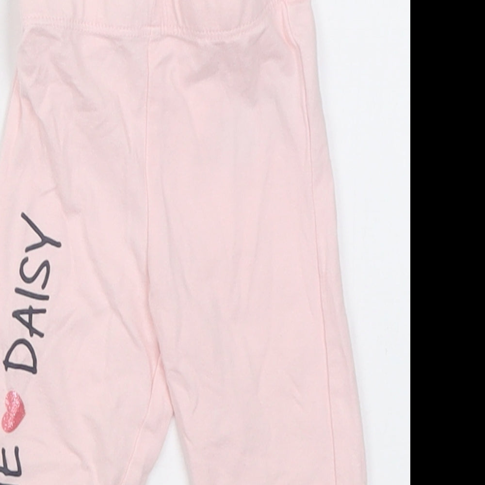 F&F Girls Pink  Cotton Capri Trousers Size 6-9 Months  Pullover - minnie and daisy