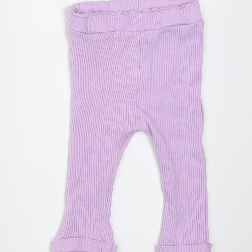Dunnes Stores Girls Purple  Cotton Capri Trousers Size 3-6 Months  Pullover