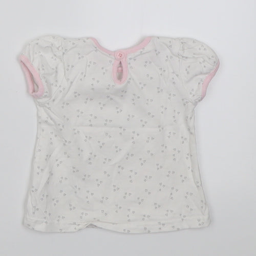 George Girls Pink Geometric Cotton Basic T-Shirt Size 3-6 Months Crew Neck Button - loved always