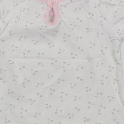 George Girls Pink Geometric Cotton Basic T-Shirt Size 3-6 Months Crew Neck Button - loved always