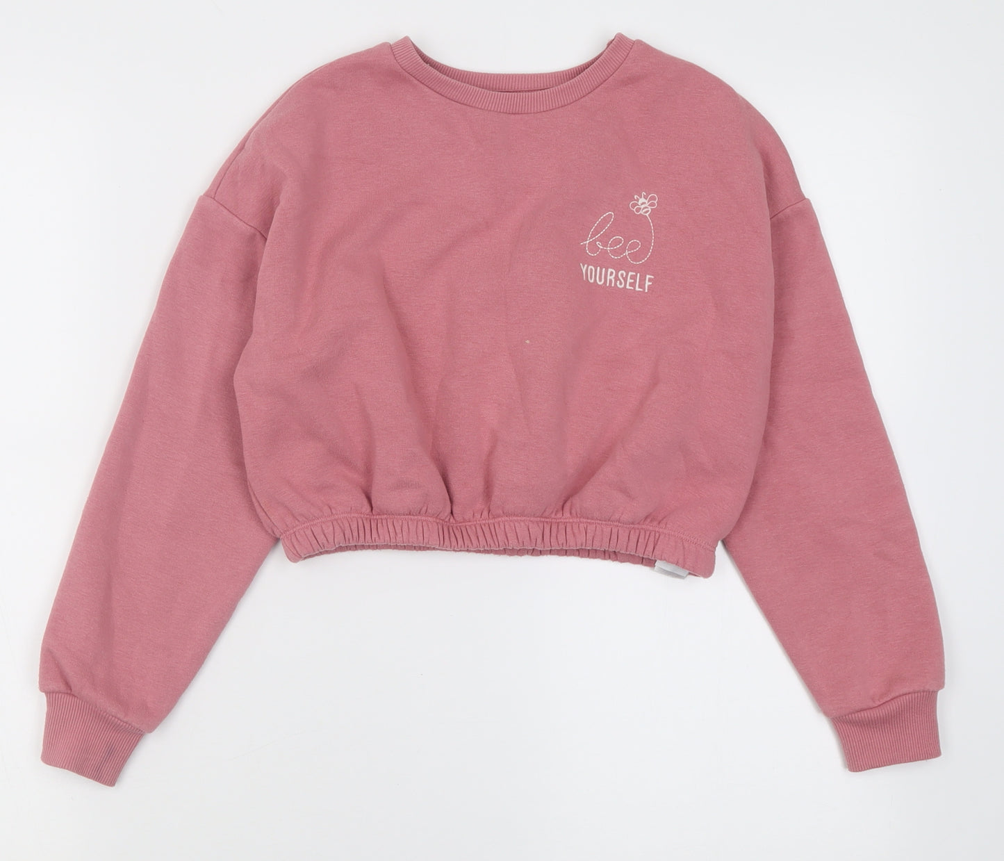 New Look Girls Pink  Cotton Pullover Sweatshirt Size 10-11 Years  Pullover - Bee yourself
