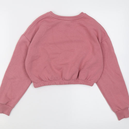 New Look Girls Pink  Cotton Pullover Sweatshirt Size 10-11 Years  Pullover - Bee yourself