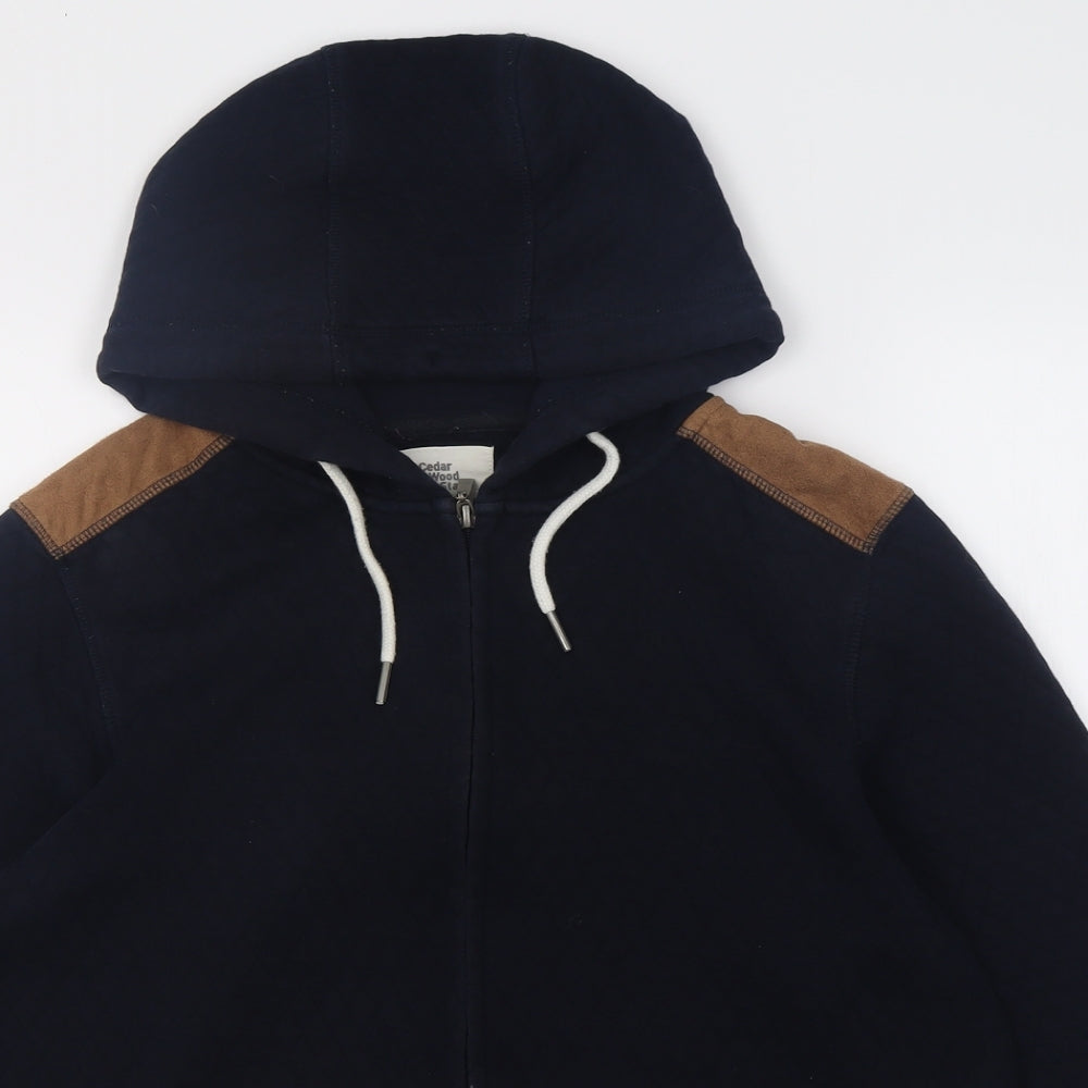Cedar Wood State Mens Blue Argyle/Diamond Cotton Full Zip Hoodie Size M