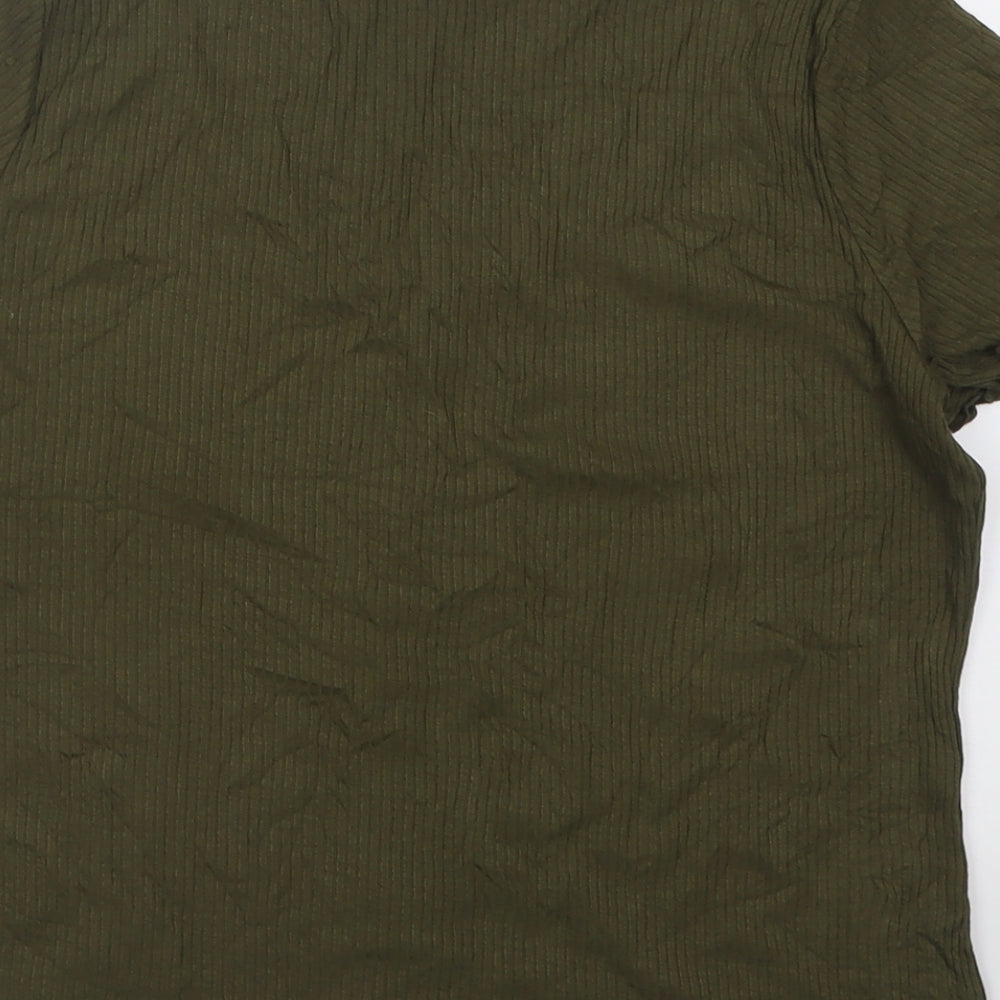 Dorothy Perkins Womens Green  Viscose Basic T-Shirt Size 16 Scoop Neck